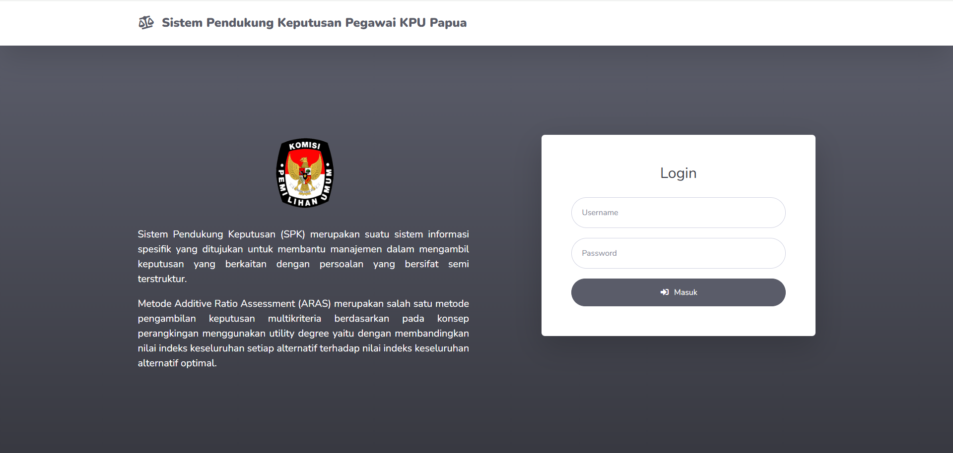 Sistem Pendukung Keputusan Penilaian Pegawai KPU Papua Thumb 2